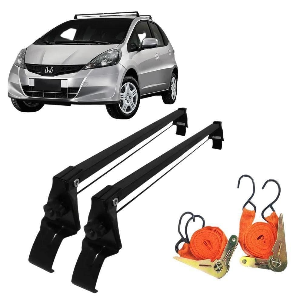 Rack De Teto Bagageiro + 2 Cintas Honda Fit Ano 03/13