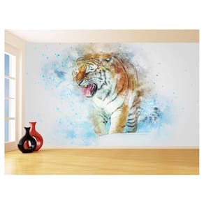 Papel De Parede 3D Animais Tigre Rosto Arte Cor 3,5M Anm567