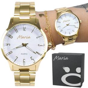 Relogio Inox Feminino Banhado Dourado Aço + Caixa Presente
