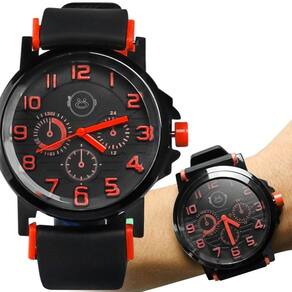 Relógio Masculino Silicone Preto Aço Inox Qualidade Premium