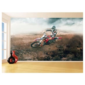 Papel De Parede 3D Moto Cross Trilha Terra Mx 3,5M Bkm10