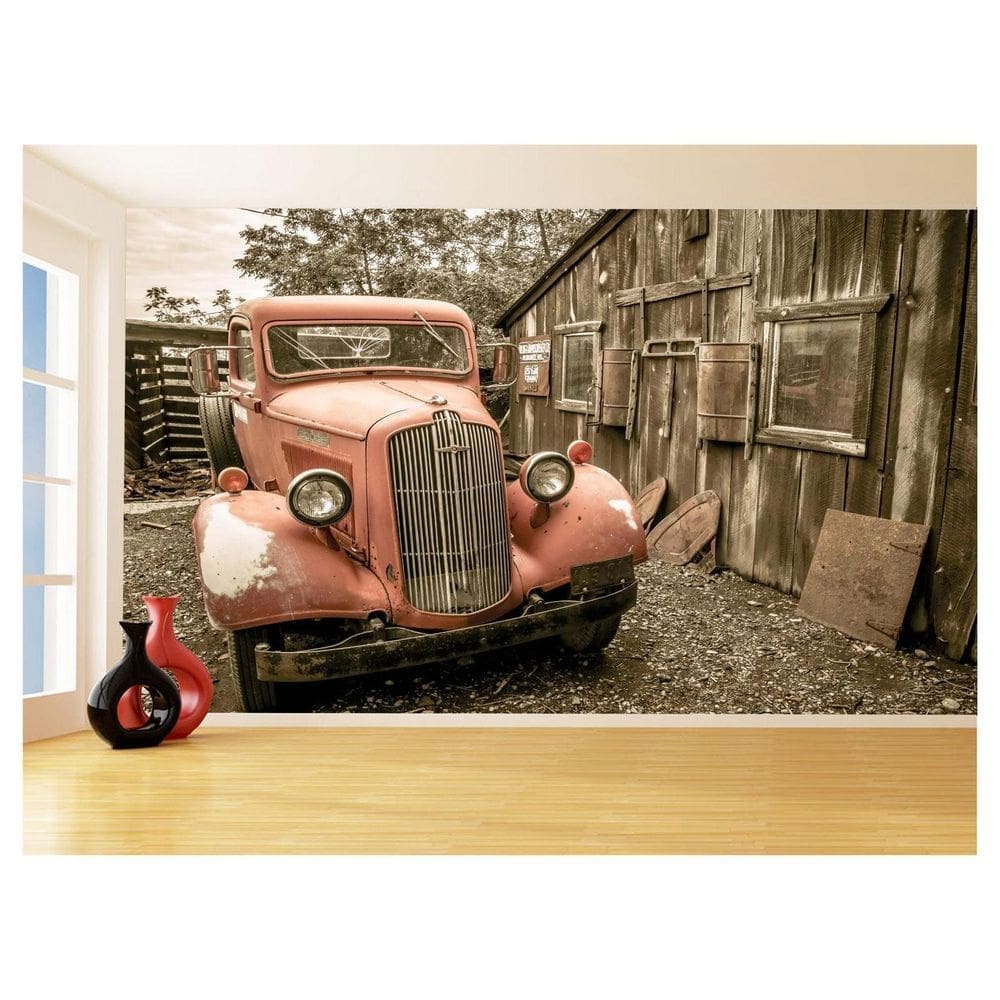 Papel De Parede 3D Carro Antigo Clássico Vintage 3,5M Cxr37