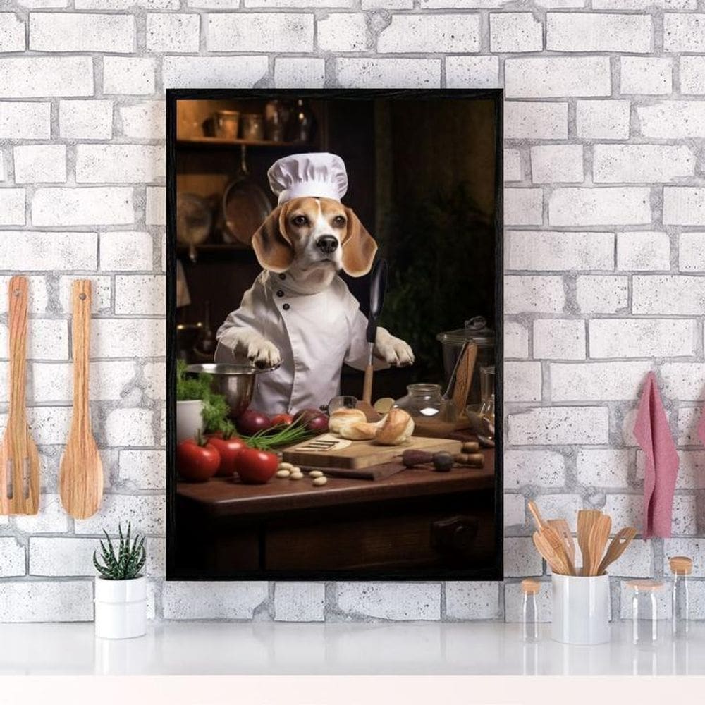 Quadro Para Cozinha Cão Raça Beagle 24X18Cm - Com Vidro