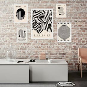 Composição 5 Quadros Bauhaus Preto E Branco