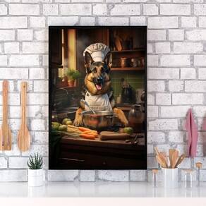 Quadro Para Cozinha Cão Raça Pastor Alemão 24X18Cm