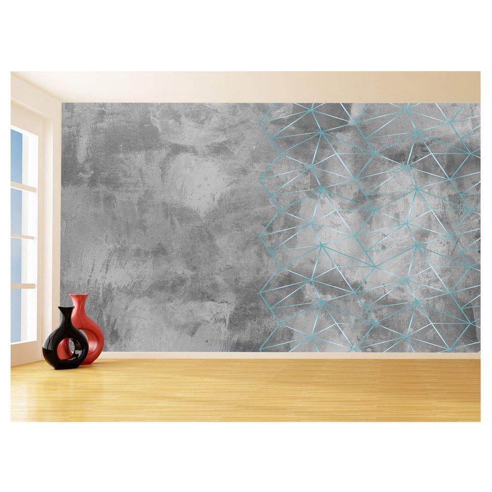 Papel De Parede Concreto Linhas Azul KKT316 1,75X2,0M
