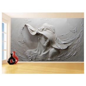 Papel De Parede 3D Arte Mulher Chapéu Pintura 3,5M Tra128
