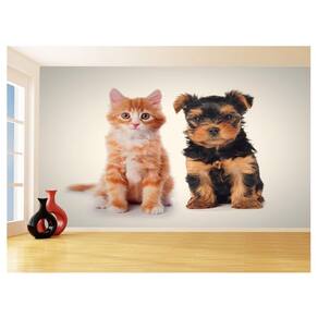 Papel De Parede 3D Animais Cão Gato Petshop 3,5M Anm412