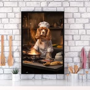 Quadro Para Cozinha Cão Cocker Spaniel`S 45X34Cm - Com Vidro