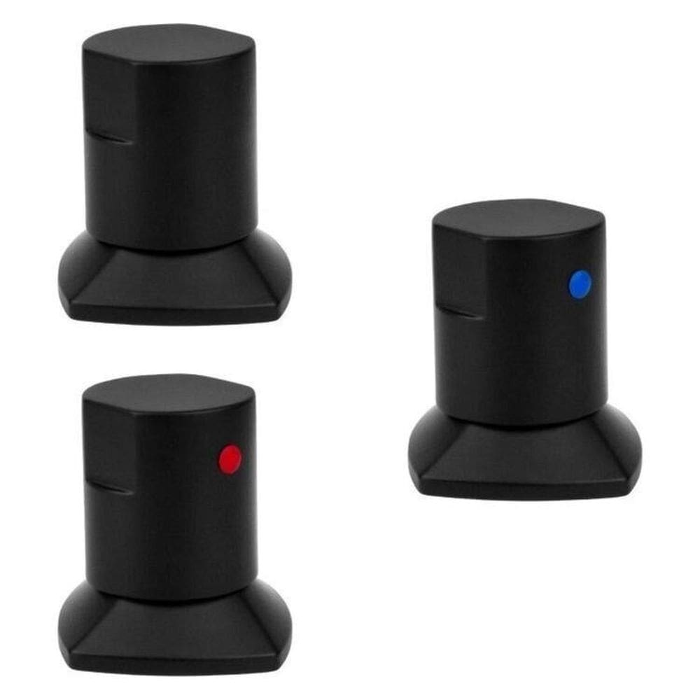kit com 3 Acabamentos para Registro C44 Água Quente e Fria Bl6150 Ducon Metais\t3 Preto