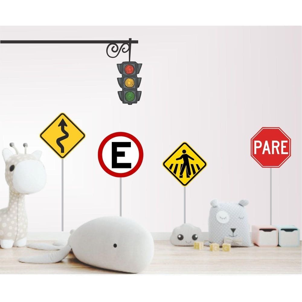 Adesivo de Parede Placas de Trânsito + Semáforo 35cm