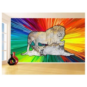Papel De Parede Animais Pop Art Familia Leões 3,5M Pxa399