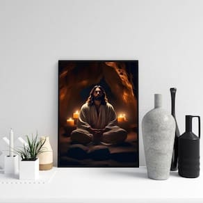 Quadro Jesus Cristo Meditando 33X24Cm - Com Vidro
