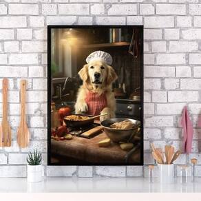 Quadro Para Cozinha Cão Golden Retriever 24X18Cm