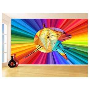 Papel De Parede 3D Animais Pop Art Golfinho Cor 3,5M Pxa287