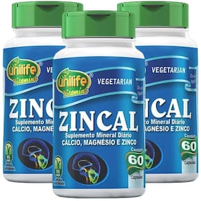 Zincal Cálcio, Magnésio, Zinco 60 Cápsulas Kit Com 3
