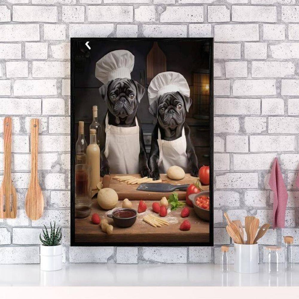 Quadro Para Cozinha Cães Raça Pug 24X18Cm