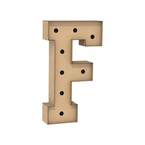 Letra Caixa Grande F Mdf 100Cm Altura Furo Lampad Iluminação