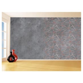 Papel De Parede 3D Concreto Linhas Dourado Rose 3,5M Kkt188