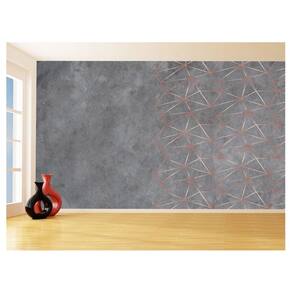 Papel De Parede 3D Concreto Linhas Dourado Rose 3,5M Kkt188