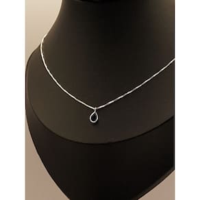Colar de Prata 925 Ponto de Luz Gota Azul Marinho 45cm