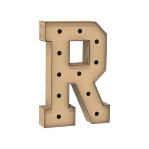 Letra Caixa Grande R Mdf 100Cm Altura Furo Lampad Iluminação