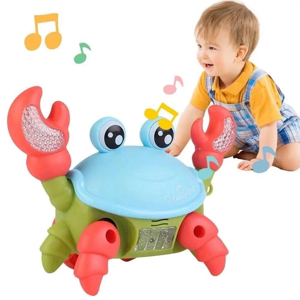 Top Brinquedo Caranguejo Musical Luz Infantil Que Anda Azul
