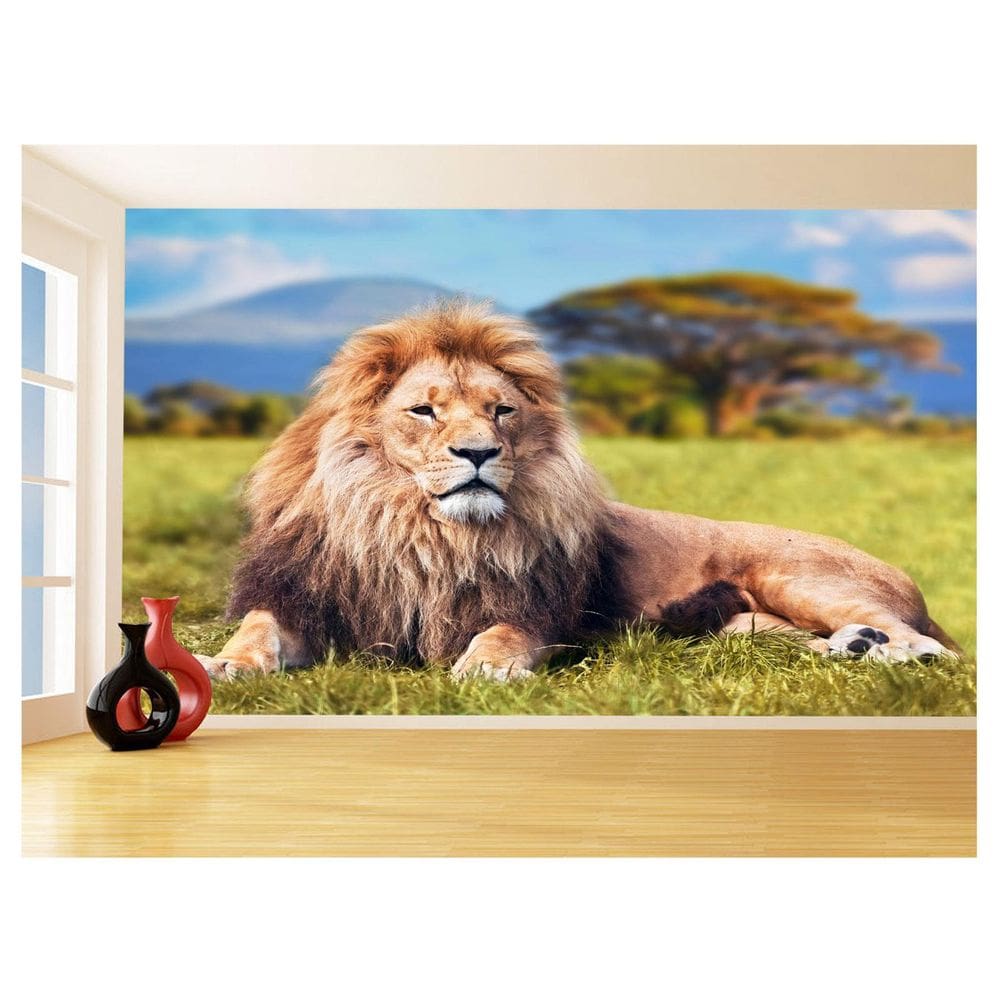 Papel De Parede 3D Animais Leão África Safari 3,5M Anm484