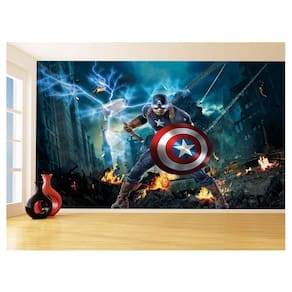 Papel De Parede 3D Heróis Vingadores Capitão 3,5M Nhma124
