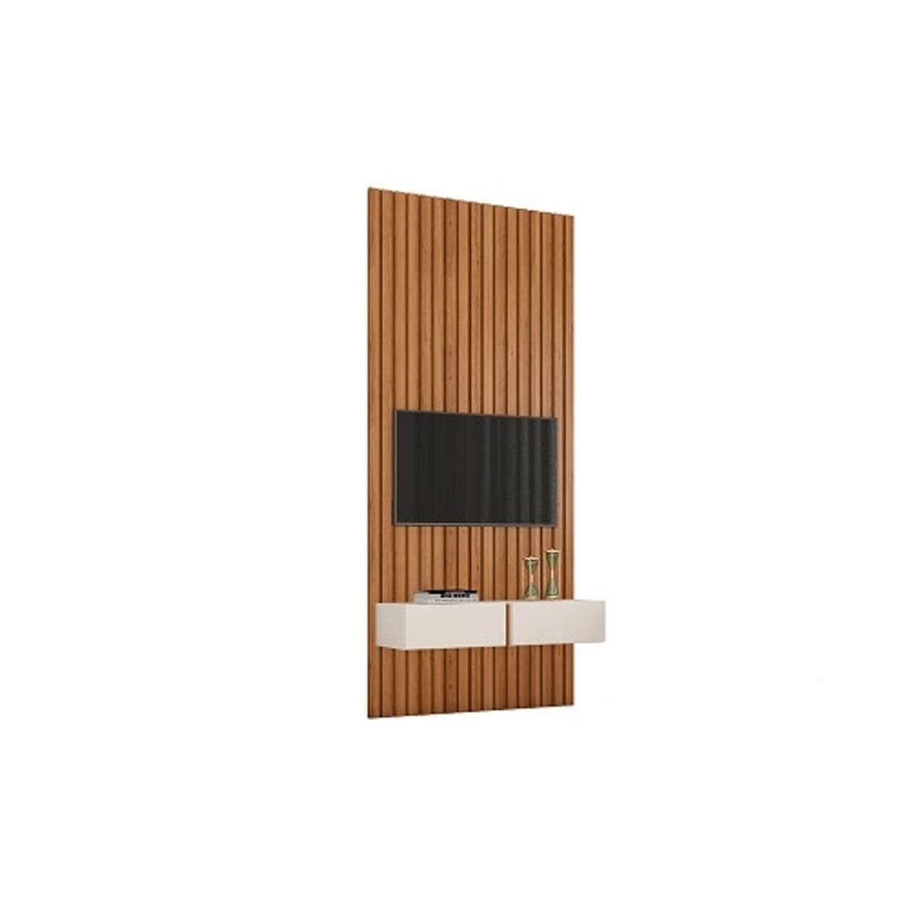 Painel Para Tv Até 45 Polegadas Versatti 1.13 Ripado Com Nicho Nature/Off White – Fabri Móveis