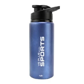 Garrafinha Squeeze Alumínio Brilhante com Trava 750ml Academia Vg+ Azul Escuro