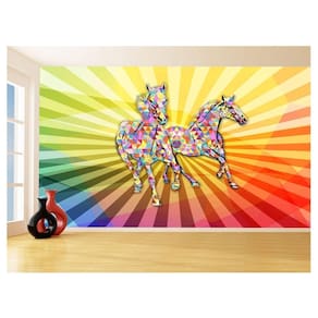 Papel De Parede Animais Pop Art Cavalos Cores 3,5M Pxa359