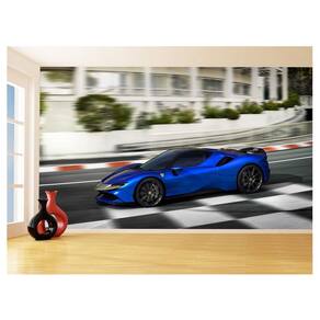 Papel De Parede 3D Carro Ferrari Azul Escuro 3,5M Car146