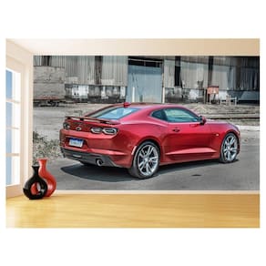 Papel De Parede 3D Carro Camaro Chevy Vermelho 3,5M Car51