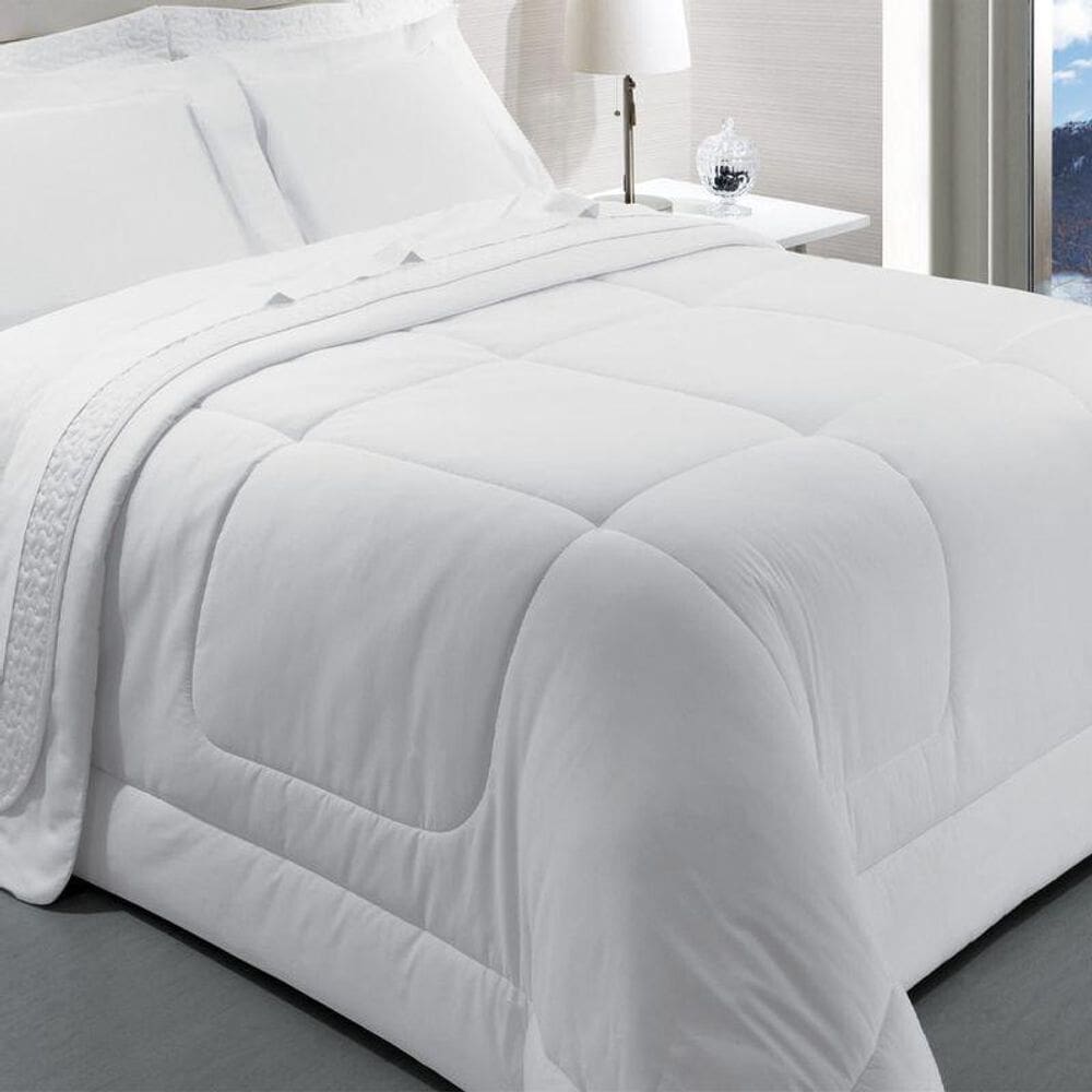 Edredom Satinée 300 Fios Branco  Casal