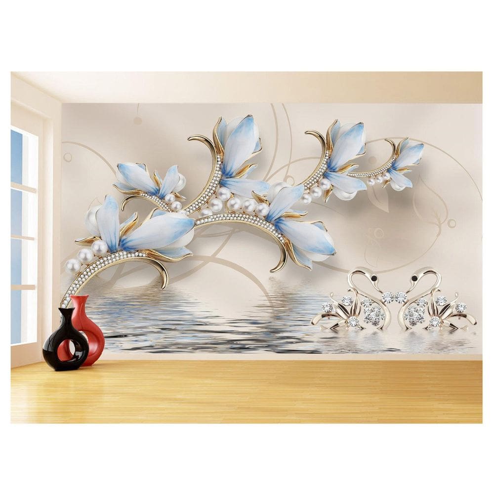 Papel De Parede 3D Floral Textura Sala Flores 3,5M Xfl288