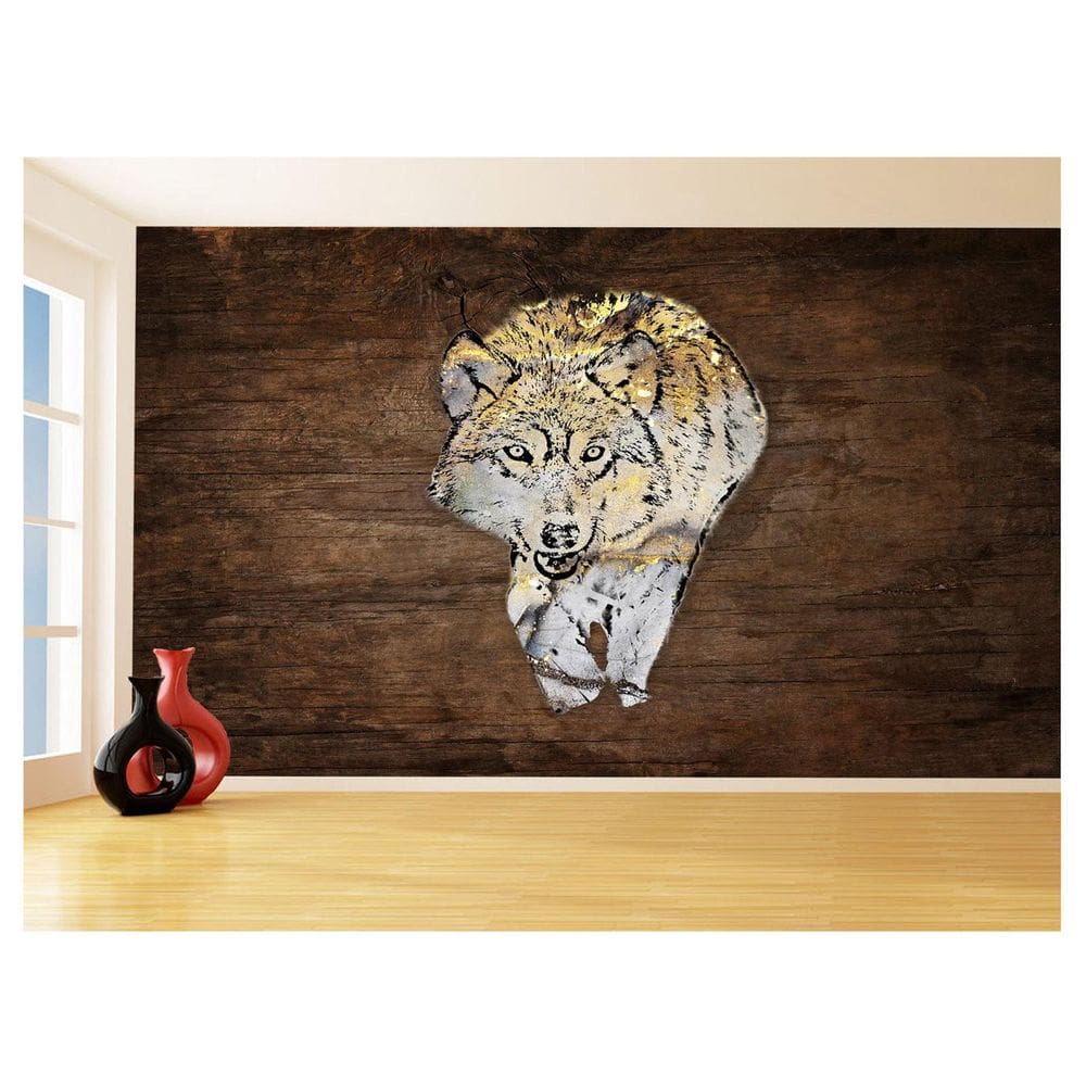 Papel De Parede Animais Pop Art Lobo Colorido 3,5M Pxa622