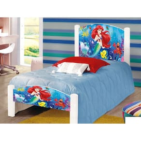 Cama Montessoriana Solteiro Infantil Pequena Sereia Adesivada com Colchão