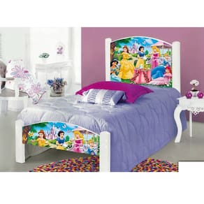 Cama Montessoriana Solteiro Infantil As Princesas Adesivada com Colchão