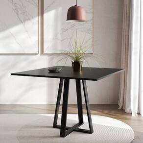 Mesa de Jantar Mônaco 110cm Tampo Preto Pés Preto