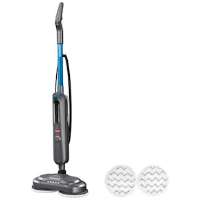 Esfregão Mop Giratório a Vapor com Faróis LEDS e Almofadas de Microfibra Laváveis, 110V, Bissel SpinWave, Cinza e Azul