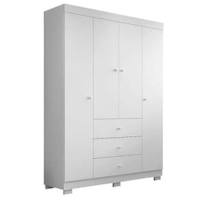 Guarda Roupa Infantil Duda 4 Portas Branco Brilho - Phoenix Baby