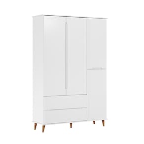 Guarda Roupa Infantil Lunna 100% MDF Estilo Retrô - Branca