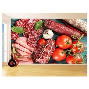 Papel De Parede 3D Alimentos Carnes Embutidos 3,5M Al484