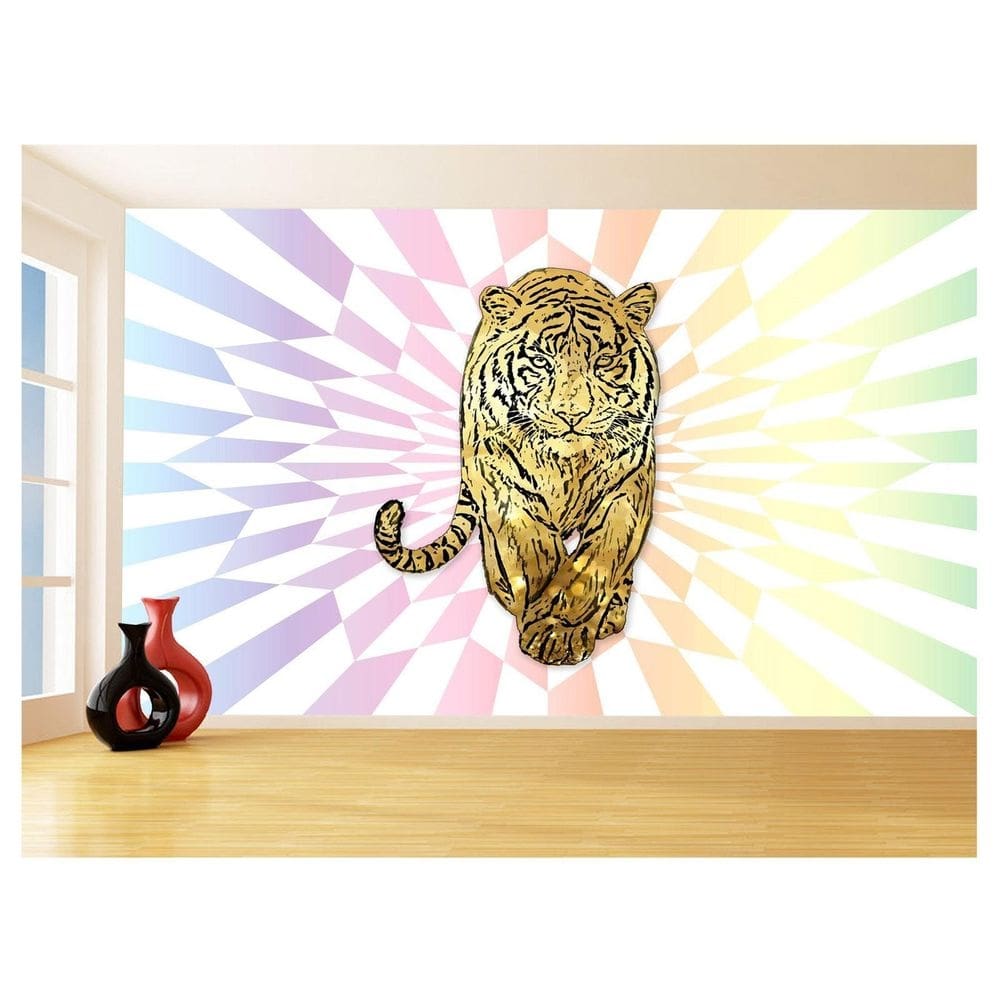 Papel De Parede 3D Animais Pop Art Tigre Felino 3,5M Pxa128