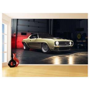 Papel De Parede 3D Carro Antigo Camaro Chevrolet 3,5M Cxr09