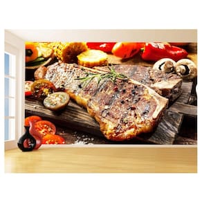 Papel De Parede Alimentos Carne Churrasco Bife 3,5M Al286