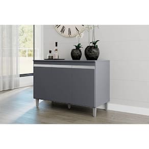 Balcão de Cozinha Ambiente Manu com Tampo 120 cm Cinza Fosco - AJL