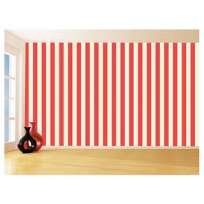 Papel De Parede 3D Sala Listras Vermelho Bege 3,5M Lst46