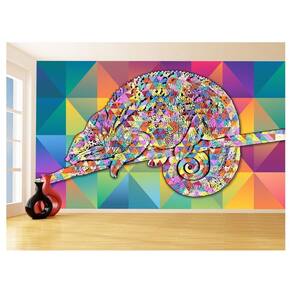 Papel De Parede 3D Animais Pop Art Camaleão Pet 3,5M Pxa15